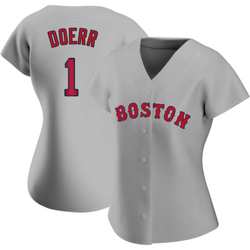 Women's Majestic Boston Red Sox #1 Bobby Doerr Replica Navy Blue Alternate  Road MLB Jersey