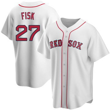 Women's Majestic Boston Red Sox #27 Carlton Fisk Replica White