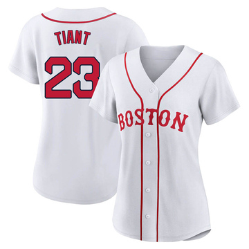 Men's Mitchell and Ness 1975 Boston Red Sox #23 Luis Tiant Authentic White  Throwback MLB Jersey