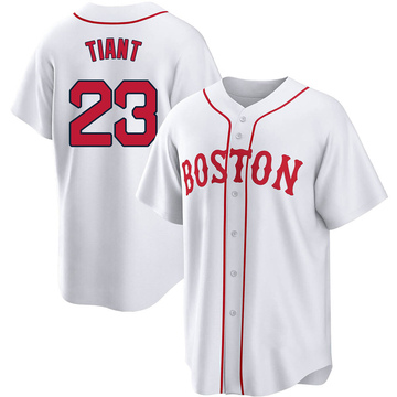 Men's Mitchell and Ness 1975 Boston Red Sox #23 Luis Tiant Authentic White  Throwback MLB Jersey