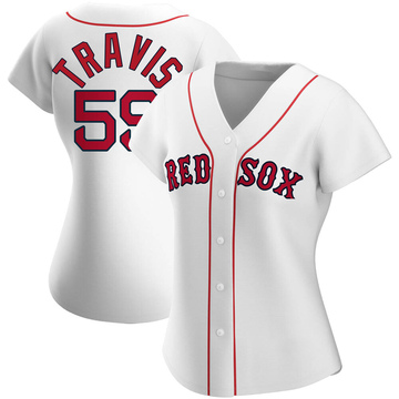 Men's Boston Red Sox Sam Travis Majestic Home White Cool Base Replica  Player Jersey