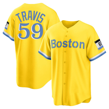 Men's Boston Red Sox Sam Travis Majestic Home White Cool Base Replica  Player Jersey