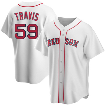 Men's Boston Red Sox Sam Travis Majestic Home White Cool Base Replica  Player Jersey
