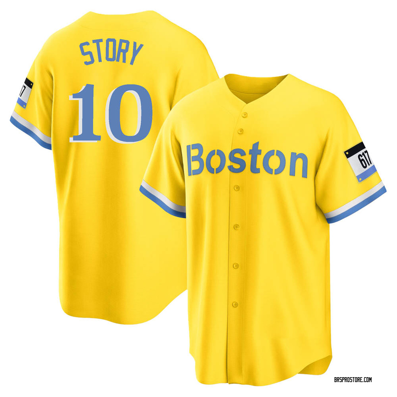 Men's Nike Trevor Story Gold Boston Red Sox City Connect Replica Player Jersey, L