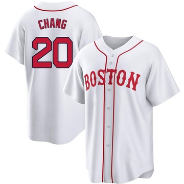 Replica Yu Chang Youth Boston Red Sox White 2021 Patriots' Day Jersey